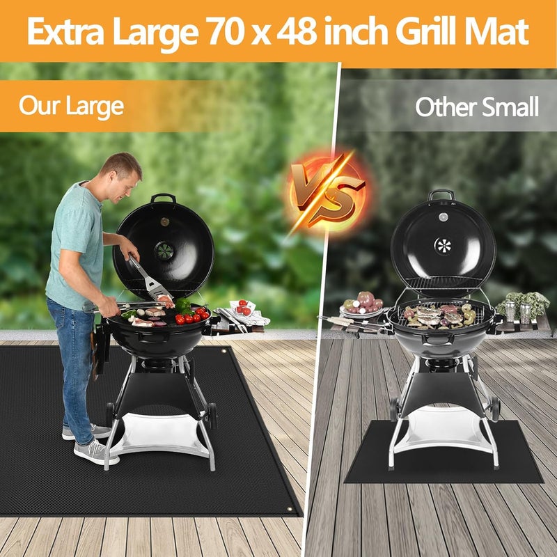 TOHONFOO 70 x 48 in Grill Mats for Outdoor Grill, Fireproof Griddle Mats Compatible with Blackstone to Protect The Deck, Griddle Accessories Compatible with Blackstone - 0.6mm - Image 2